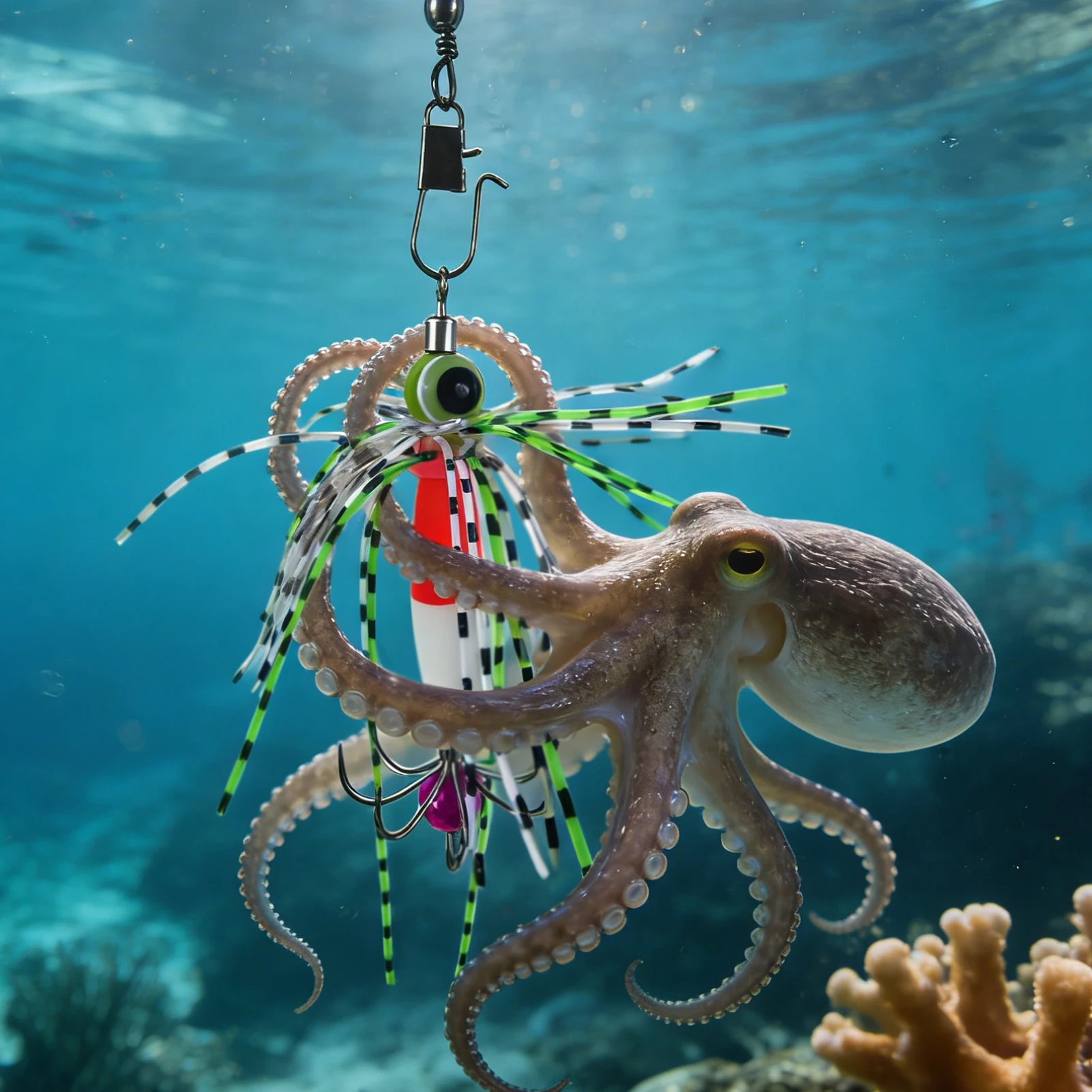 Señuelos para calamar luminosos FREE FISHER con faldas de perlas - imagen 2