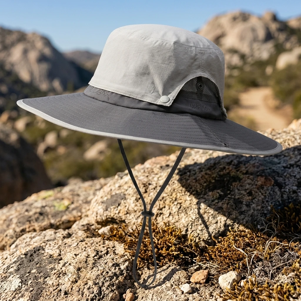 Sombrero de pesca ala ancha transpirable con protección UV ajustable - imagen 5