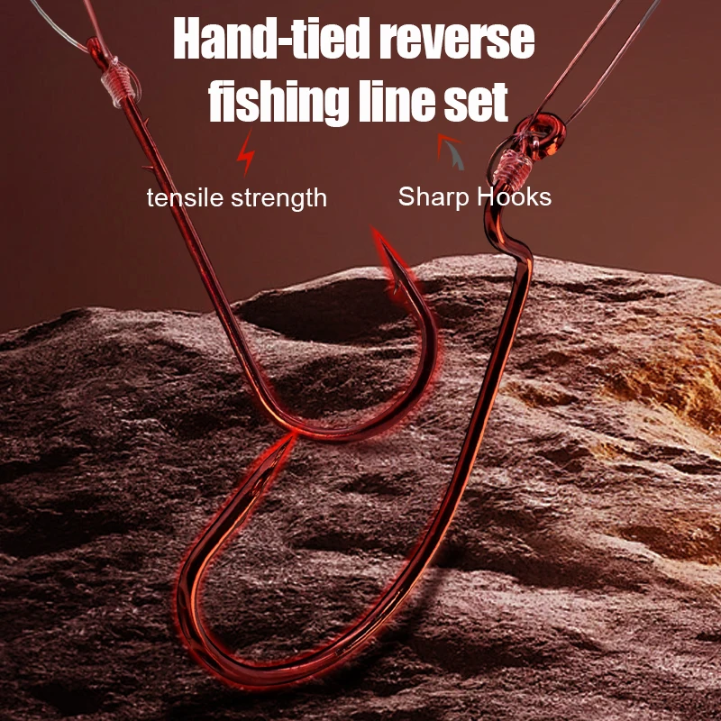 Aparejos de pesca preatados ZYZHE con señuelos y anzuelos rojos - imagen 5