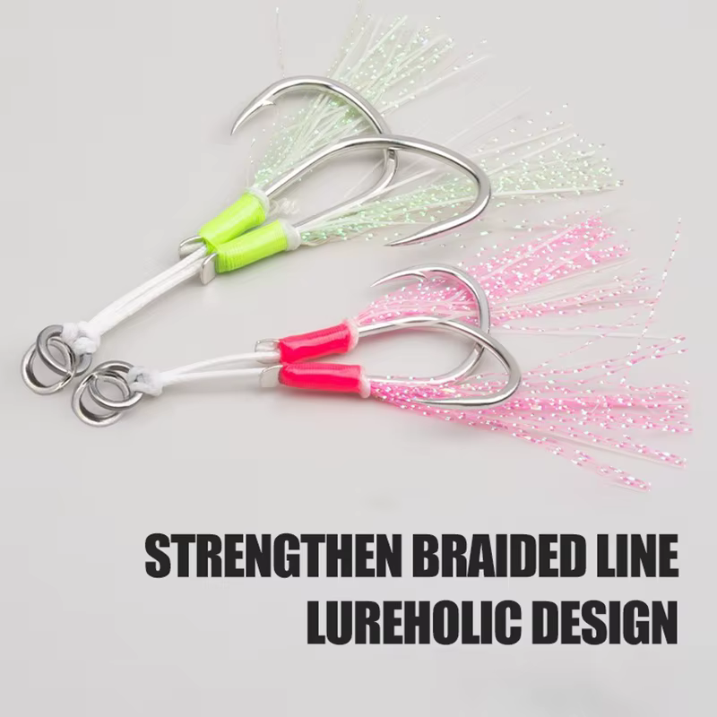 Anzuelos asistidos doble púas UV para slow jigging - imagen 2