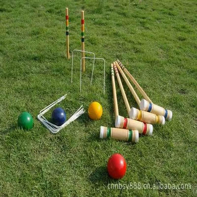 Croquet exterior en roble, set para 4-6 jugadores, bola 7 cm - imagen 2