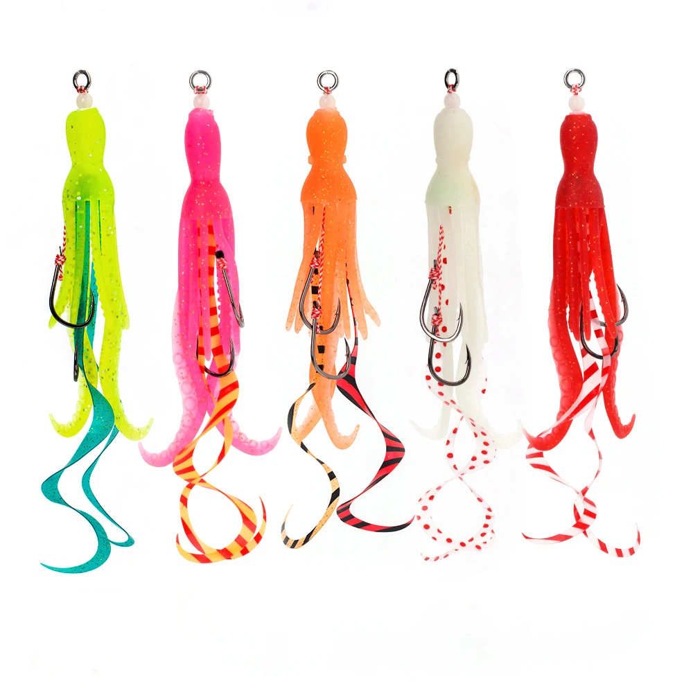Señuelo falda calamar silicone luminoso – Jigging lento curricán mar - imagen 3
