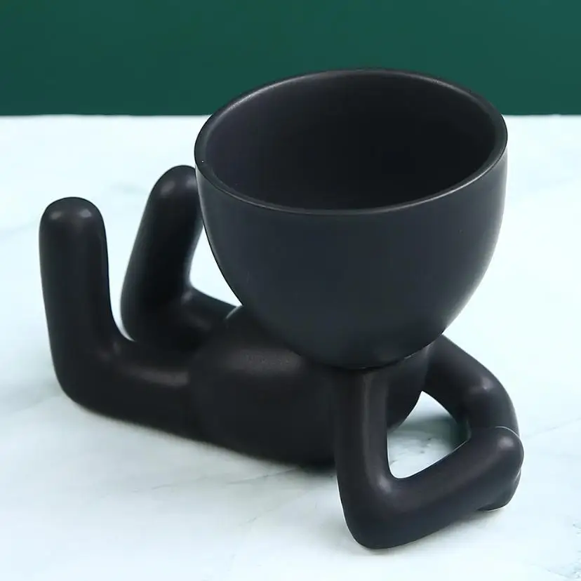 Maceta de cerámica nórdica para suculentas con figura pequeña - imagen 2