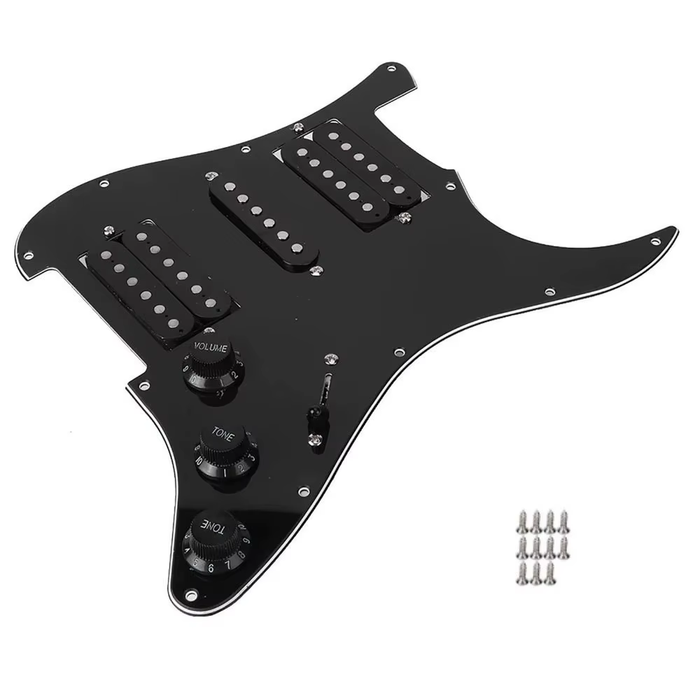 Pickguard HSH precableado para guitarra eléctrica – Negro 11 orificios - imagen 3