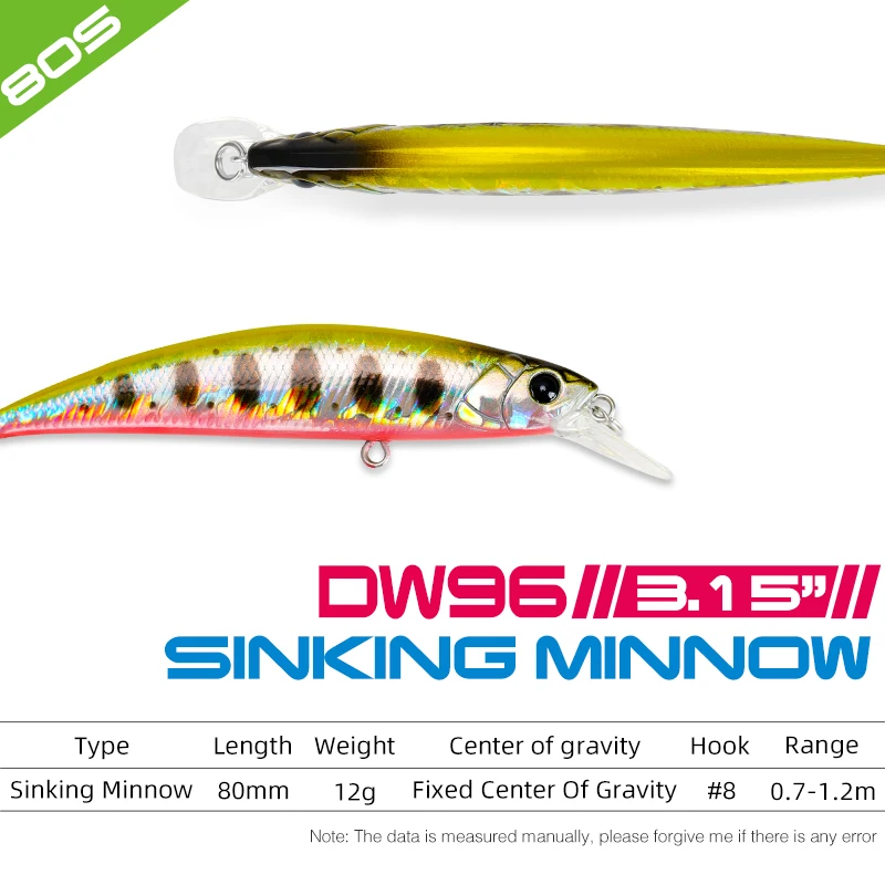 Señuelo Minnow Tsurinoya 80S Hundido 8cm - imagen 4