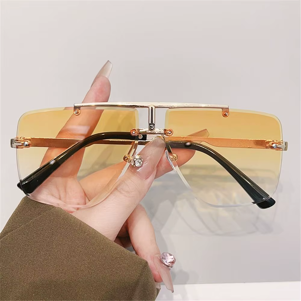Gafas de sol sin montura de doble puente, lentes degradados con UV - imagen 4