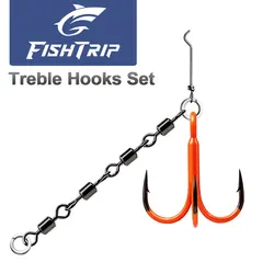 FishTrip Anzuelos triples naranjas con esmerillones giratorios