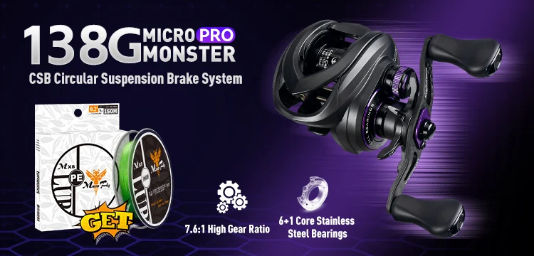 Carrete KINGDOM Baitcasting Micro Monster Pro vista lateral