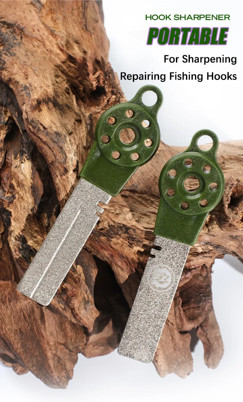 Afilador de anzuelos portátil 2 en 1 con mosquetón AJLURES