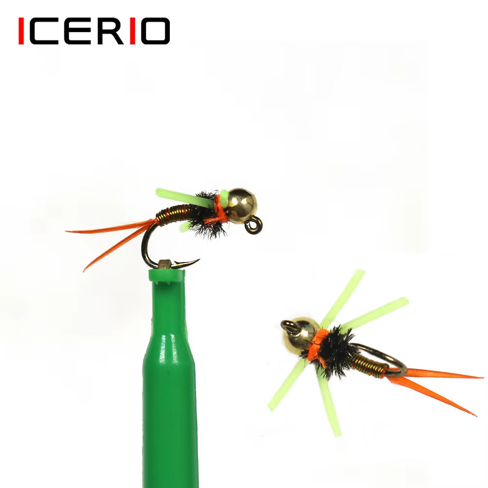 ICERIO Plantilla Ninfa Jig Head – Pierna de goma hundimiento rápido trucha - imagen 2