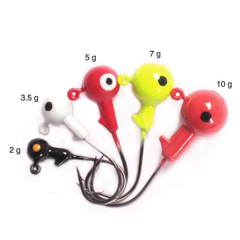 Anzuelos Jig Head de colores para trucha con púas