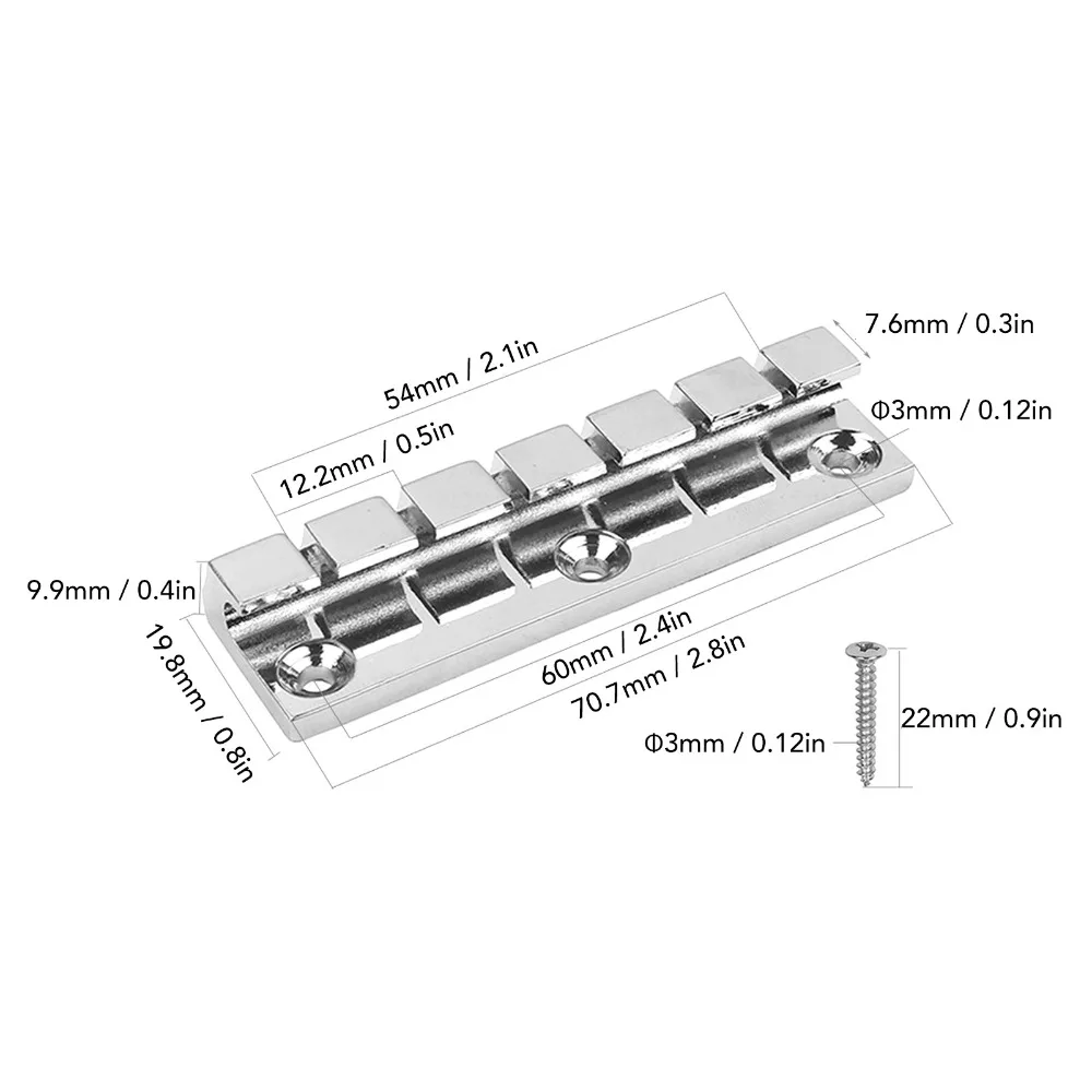 Puente fijo para guitarra eléctrica de acero plateado, rígido - imagen 4