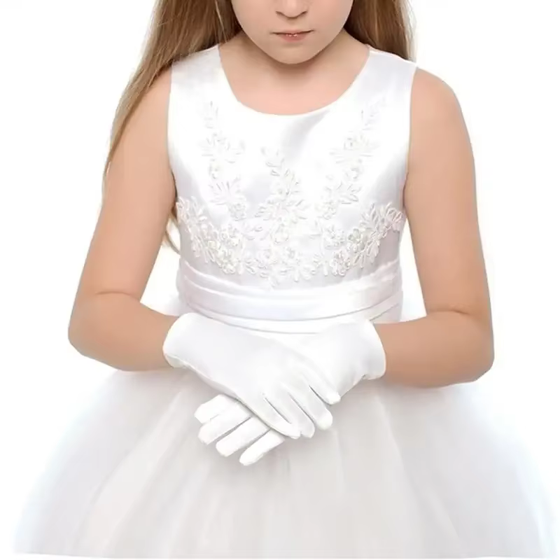 Guantes Blancos de Satén para Niños – Fiesta y Boda - imagen 3
