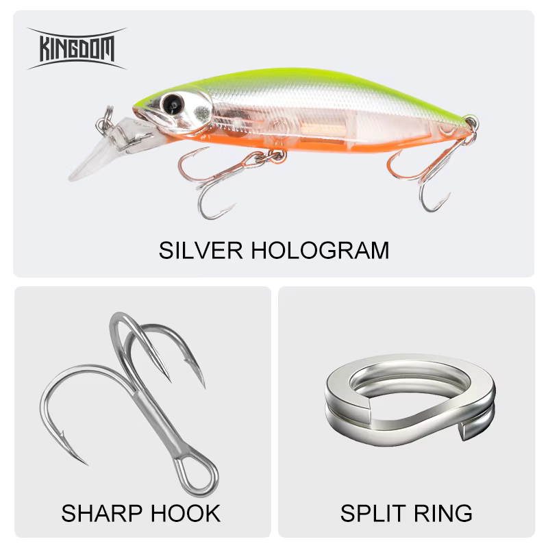 Kingdom Sinking Minnow – Wobbler duro con sonido para lubina - imagen 3