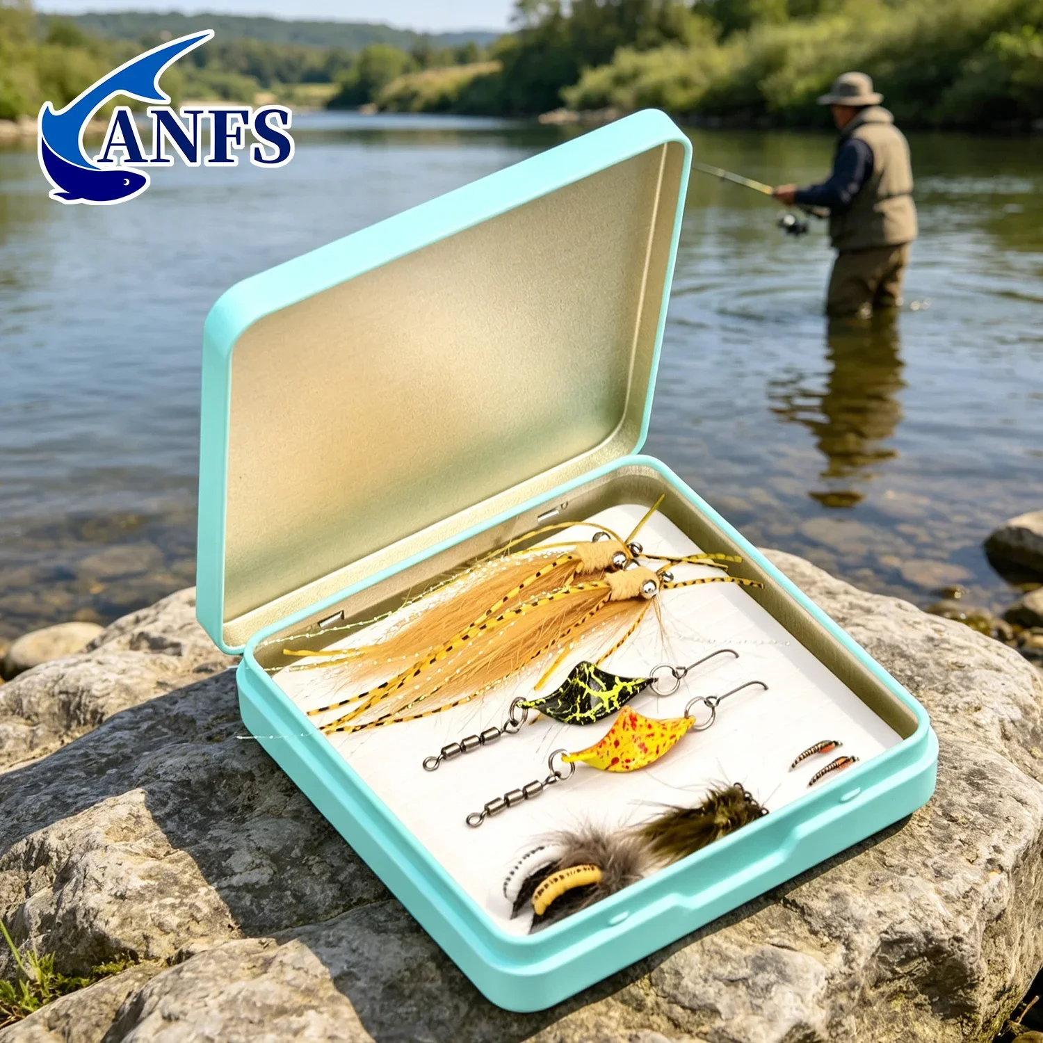 Detalle del estuche para llevar el equipo de pesca
