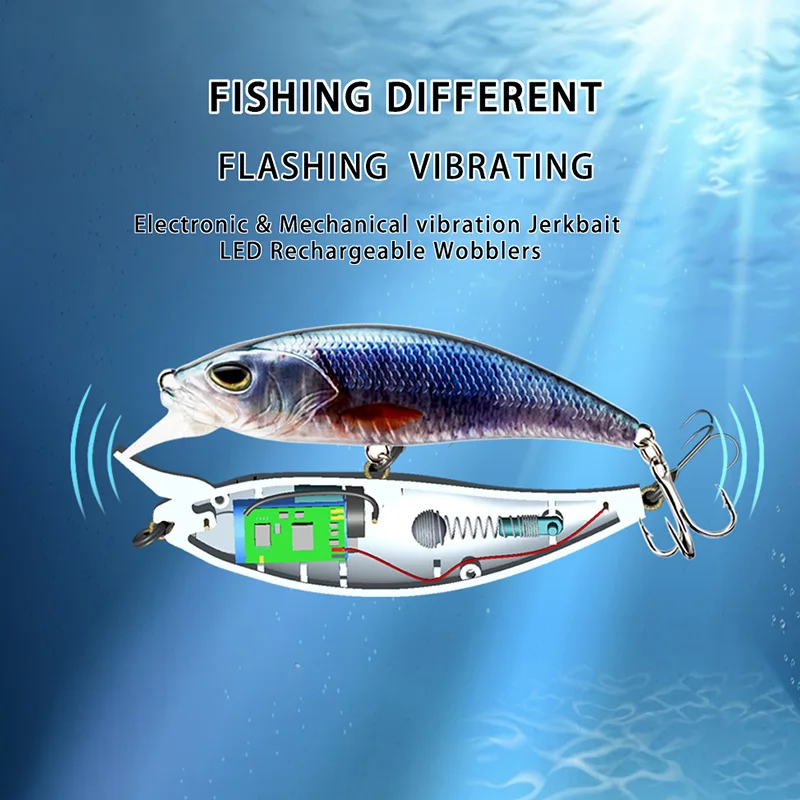 Jerkbait con vibración mecánica electrónica LED para agua salada - imagen 5