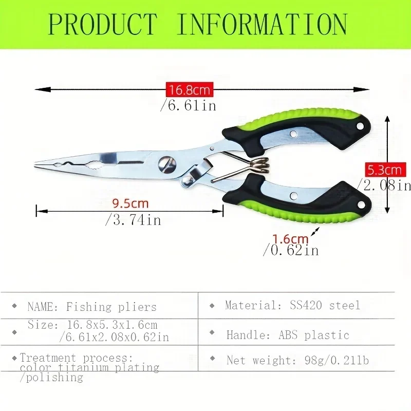 Alicates de Pesca Multifunción Acero Inoxidable con Cortalíneas - imagen 2