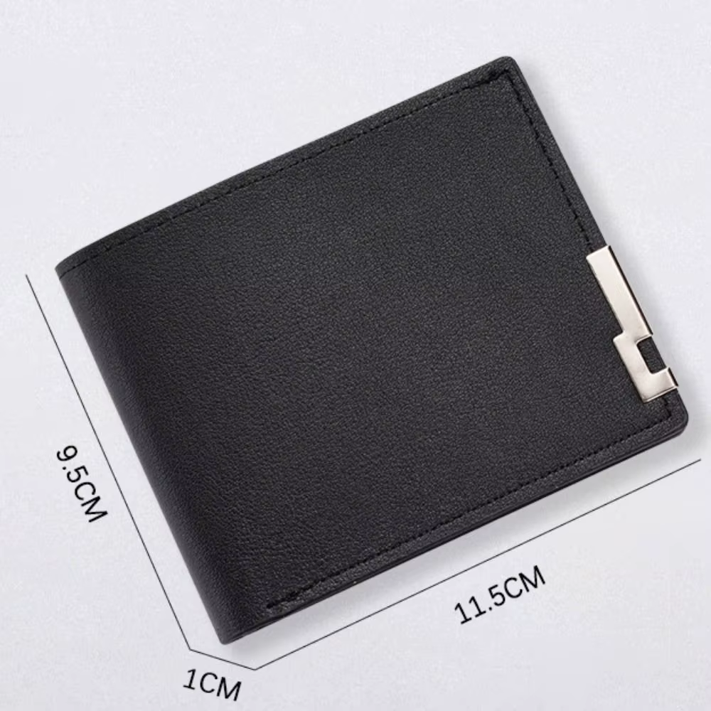 Cartera minimalista de piel sintética – Monedero retro de dos pliegues - imagen 5