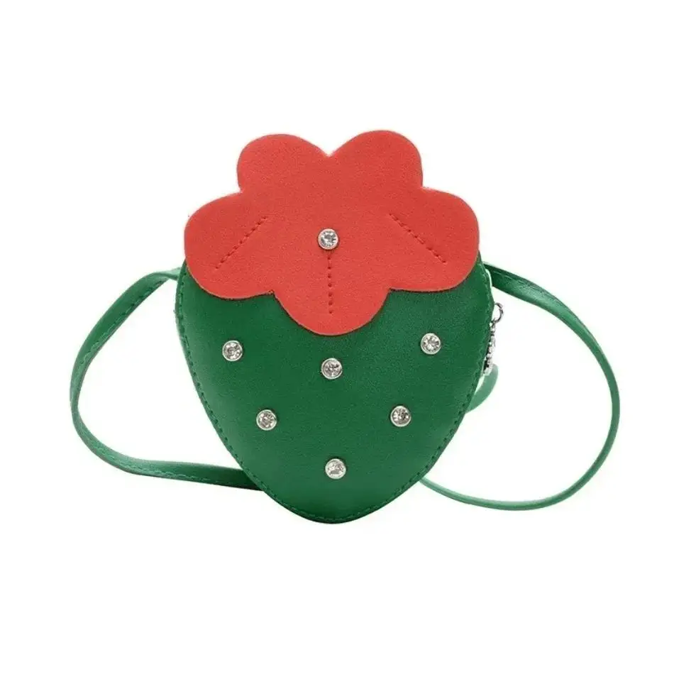 Bolso bandolera infantil de fresa con monedero cruzado brillante