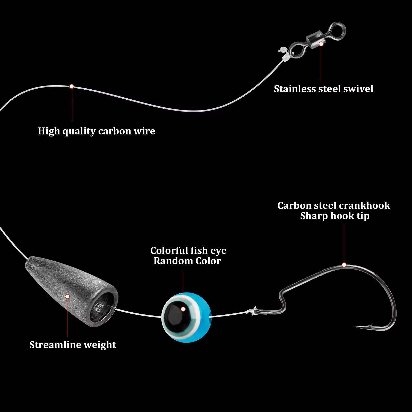 Anzuelos Texas Rig Offset para Pesca de Luberna – Kit Aparejo Carolina