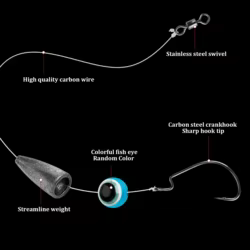 Anzuelos Texas Rig Offset para Pesca de Luberna – Kit Aparejo Carolina