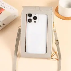 Bolso para teléfono táctil con ventana RFID y correa ajustable