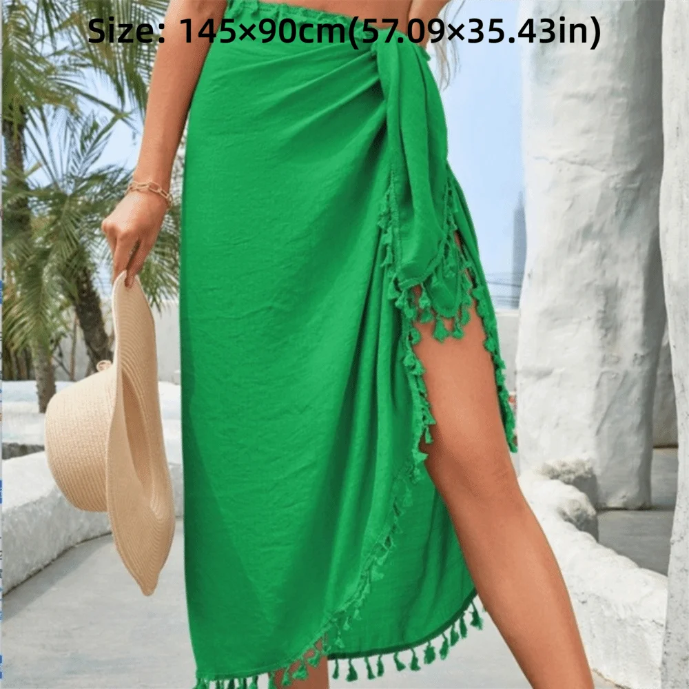 Pareo sarong con nudo lateral y borlas
