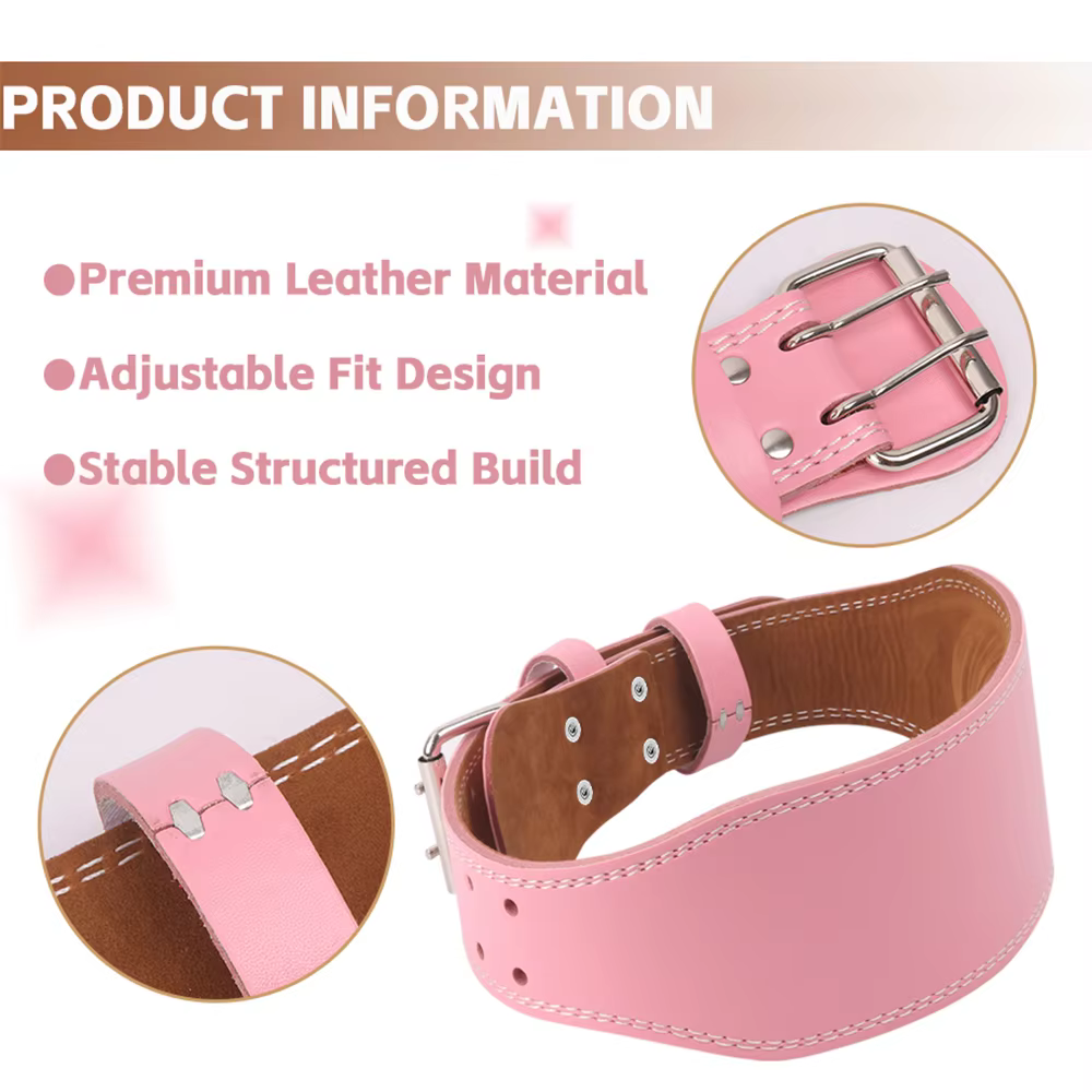 Soporte lumbar de cuero ajustable flexible resistente para gimnasio - imagen 3