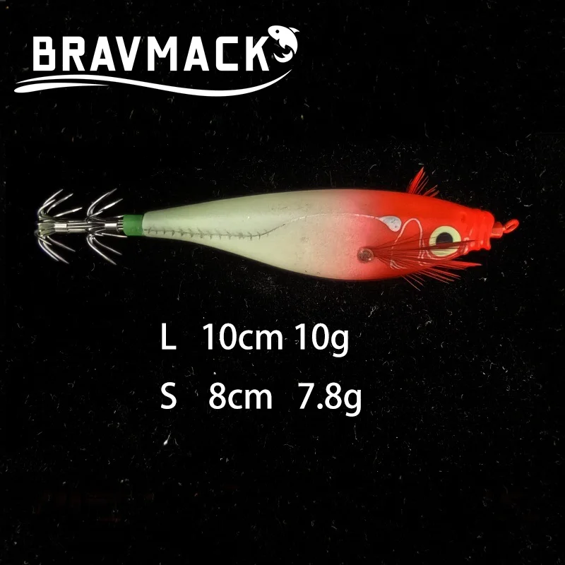 Egi Squid Jig BRAVMACK UV luminoso horizontal para calamar y pulpo