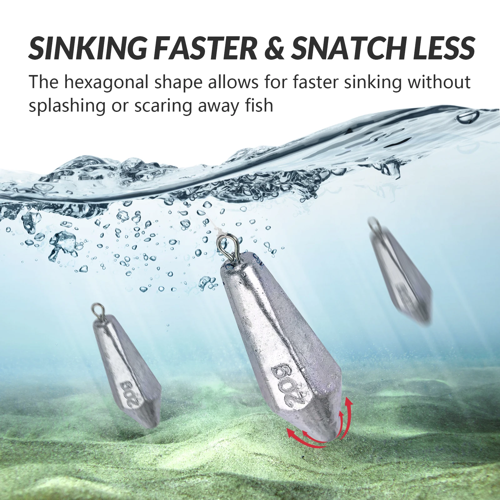 Plomos Drop Shot hexagonales de plomo tipo torpedo para lance - imagen 4