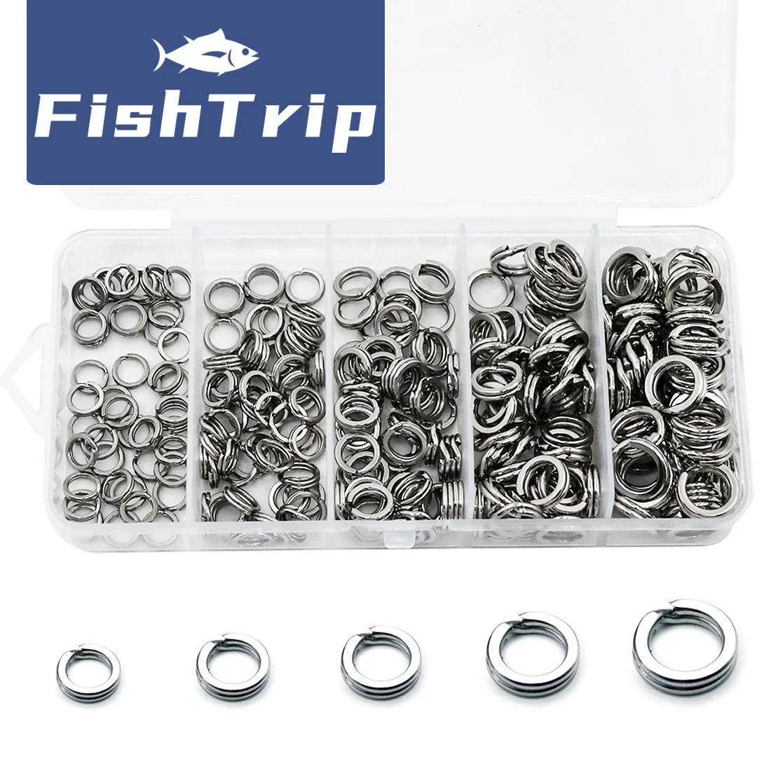 FishTrip Anillas partidas acero inoxidable resistentes para señuelos