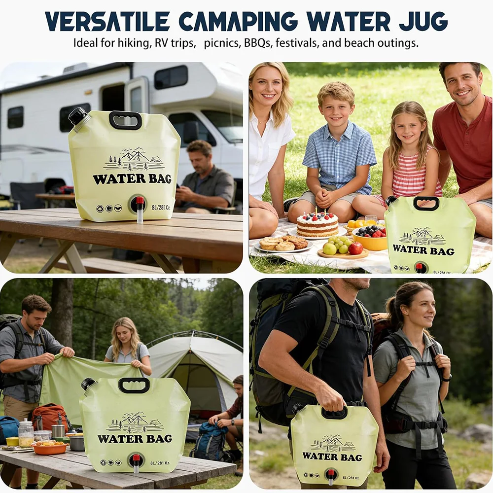 Bolsa de agua plegable con boquilla para camping y senderismo - imagen 4