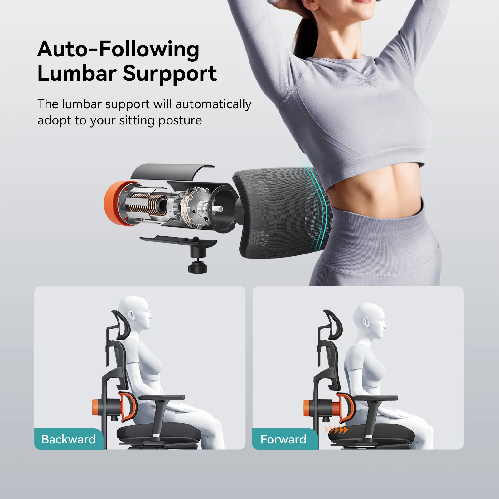 Silla ergonómica NEWTRAL con soporte lumbar adaptativo y reposapiés - imagen 5