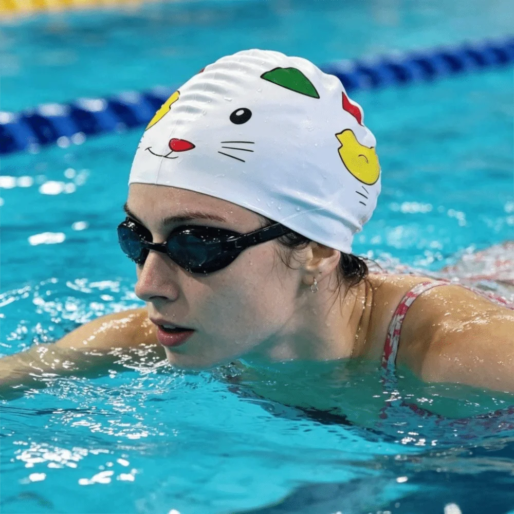 Gorro de natación de silicona elástico impermeable ampliado y seguro - imagen 2