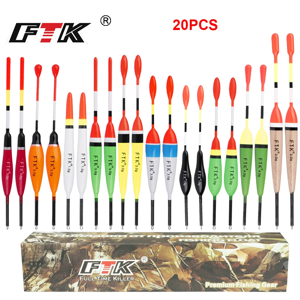 Flotadores de pesca FTK de colores variados y tamaños mixtos