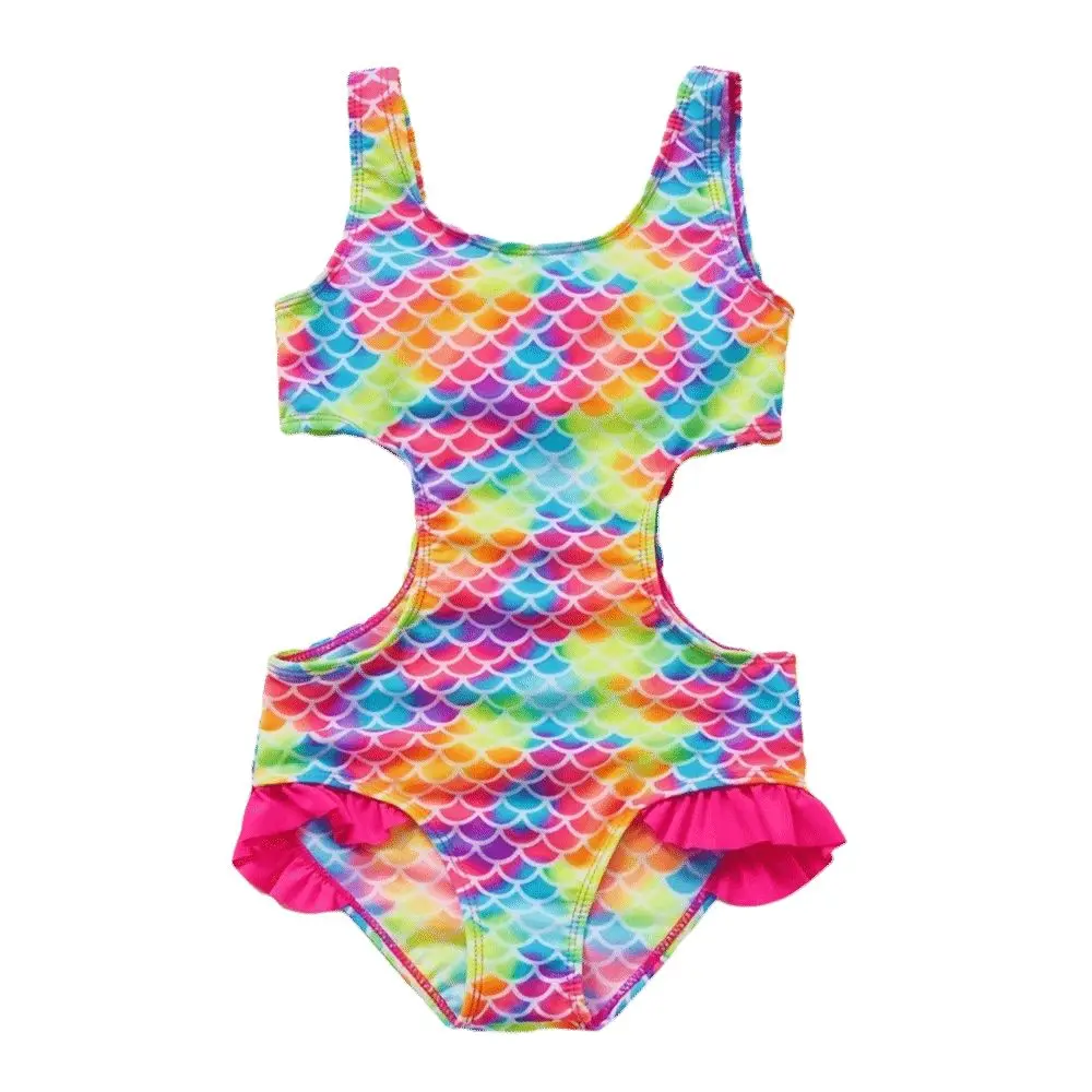 Traje de baño cintura alta con aberturas y escamas azules - imagen 4