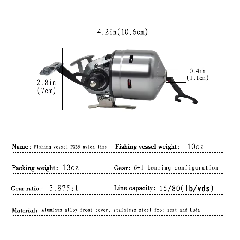 Carrete cerrado de aluminio para pesca con tirachines - imagen 2