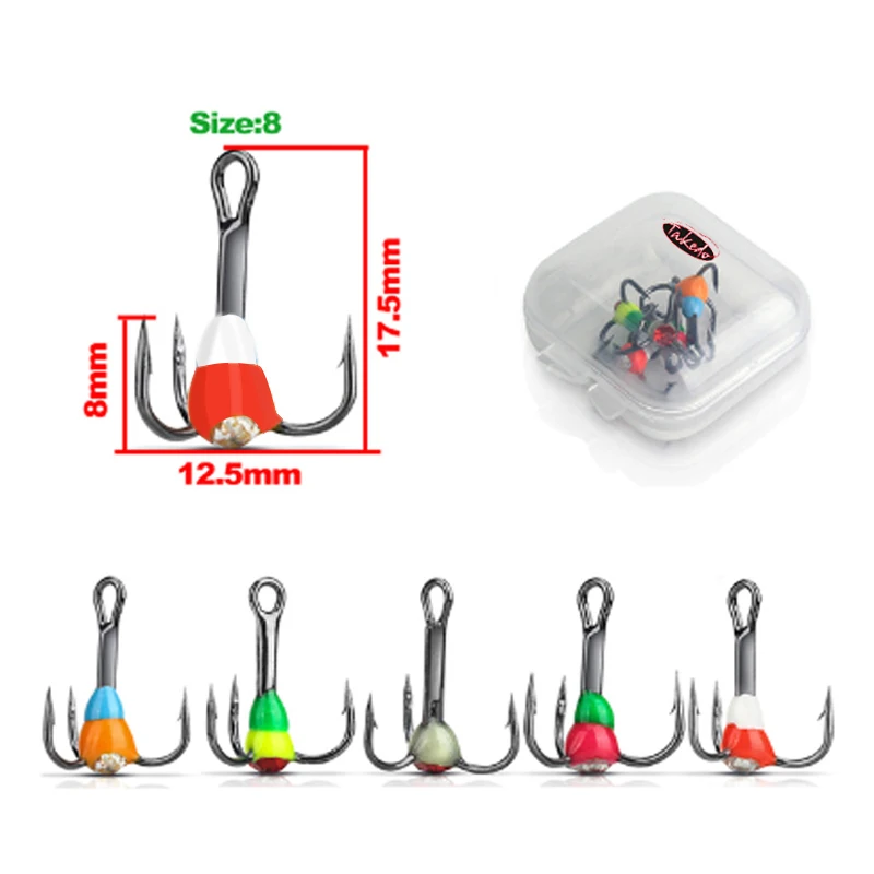 TAKEDO SP24 Anzuelos triples de acero alto carbono para pesca en hielo - imagen 3