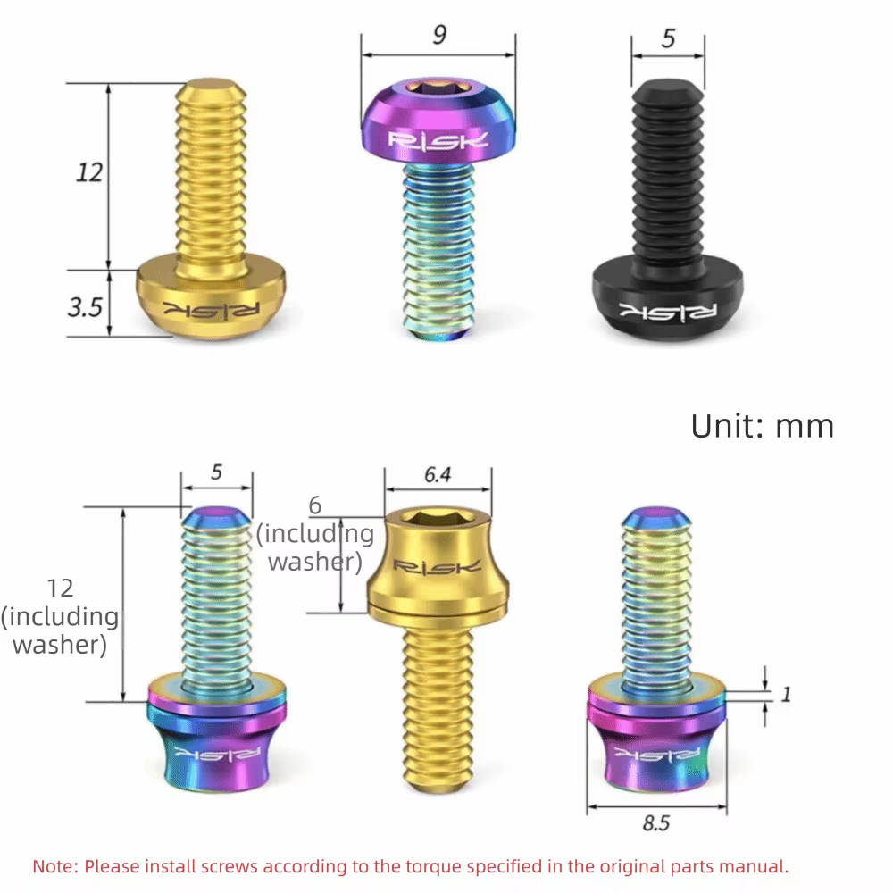 Tornillos Titanio Portabidones Bicicleta con Junta Anodizado - imagen 4