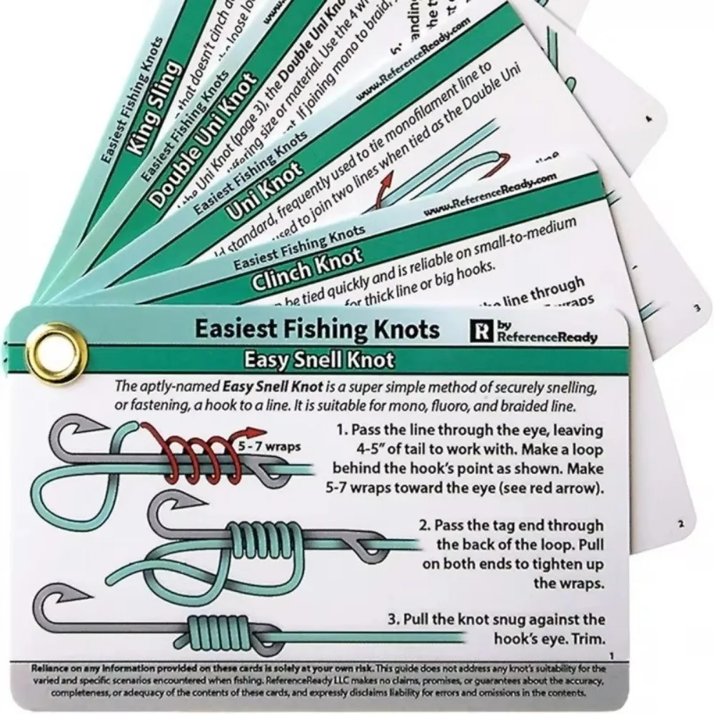Tarjeta guía de nudos de pesca impermeable con clip para llavero