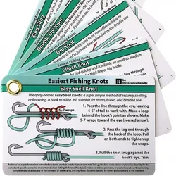 Tarjeta guía de nudos de pesca impermeable con clip para llavero