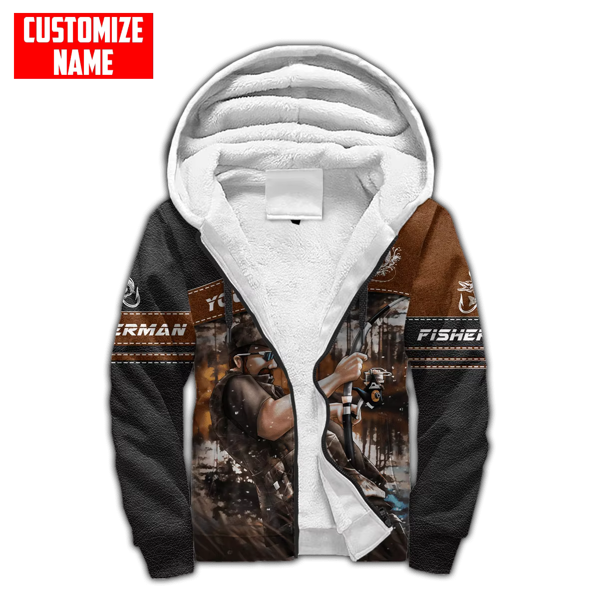 Lubina 3D JH20 sudadera pesca con capucha y cremallera térmica - imagen 2