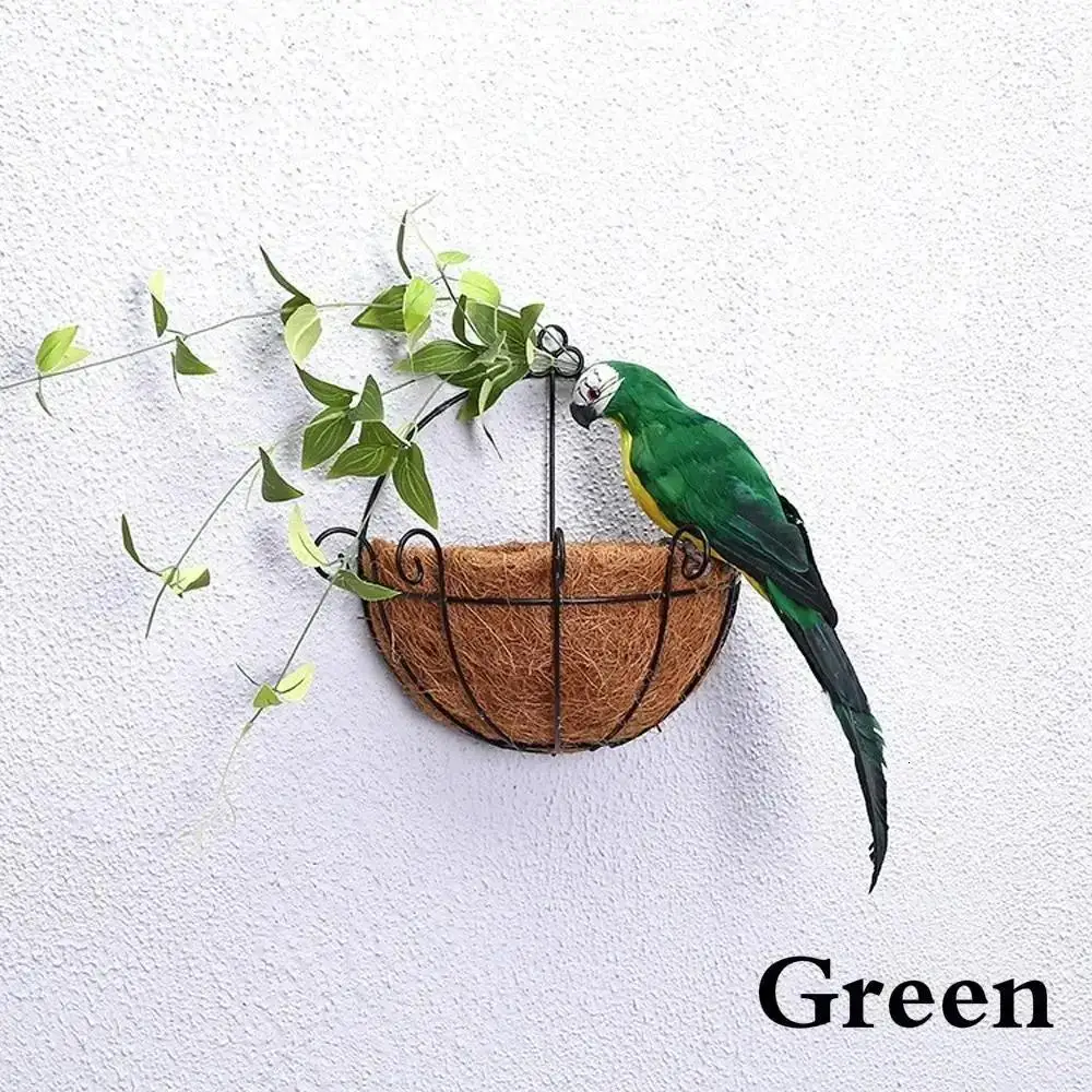 Figura de loro de simulación hecha a mano con plumas para jardín - imagen 2