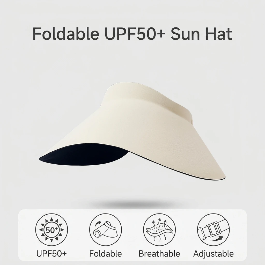 Gorra de pesca plegable de ala ancha transpirable, secado rápido