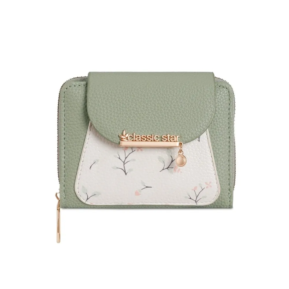 Cartera de mujer floral minimalista de cuero PU con cremallera - imagen 2