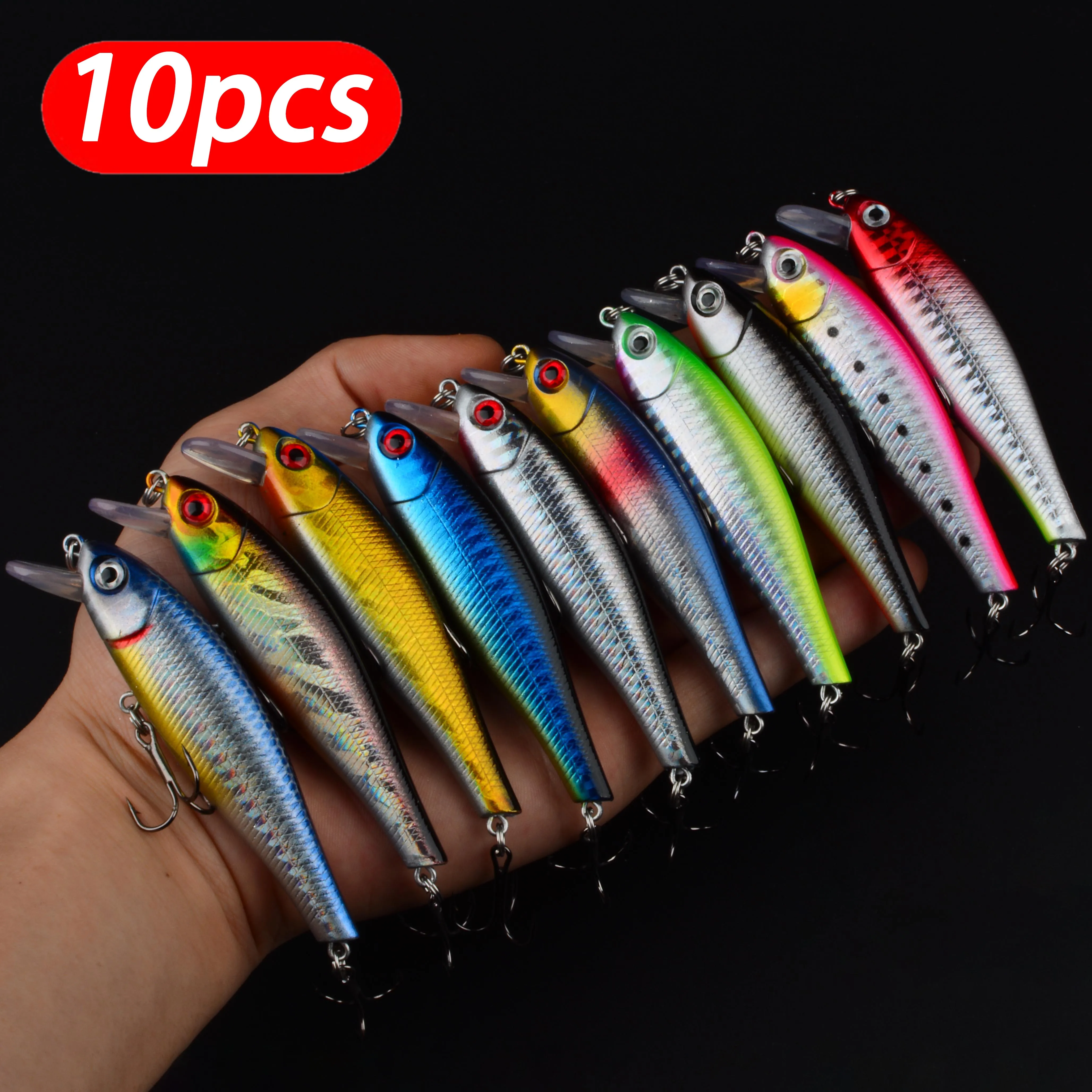 Señuelos minnow flotantes con ojos 3D biónicos