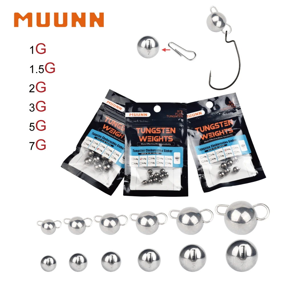 Pesas Cheburashka de tungsteno MUUNN tipo bala de cañón para jig head - imagen 3