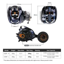 Carrete baitcasting marino Noeby Inshore, cuerpo metálico