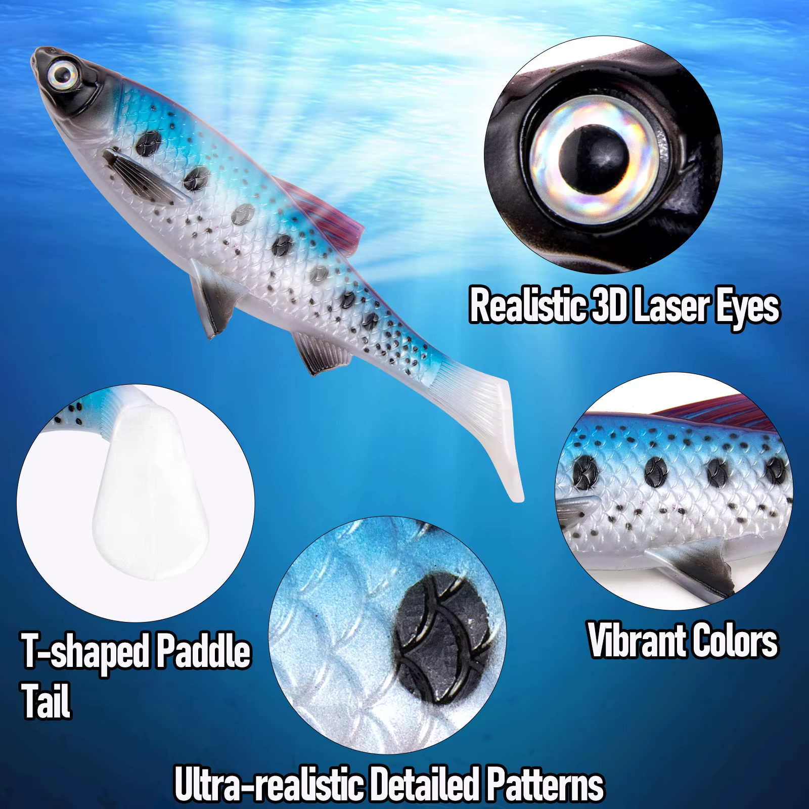 Señuelo cola paleta hundible con ojos 3D para grandes depredadores - imagen 3