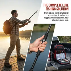 Kit de pesca Goture completo con caña y carrete, señuelos y aparejos